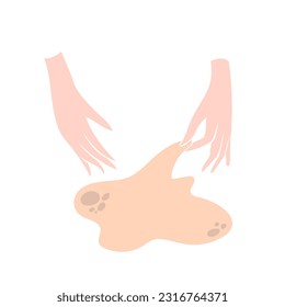 Making yeast dough. Hands mixing the pastry. Cooking, baking concept. Editable sign, pictogram, symbol. Vector illustration in flat style isolated on a white background.