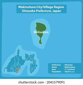 MakinoharaCity Village Region Shizuoka Prefecture Map, Japan