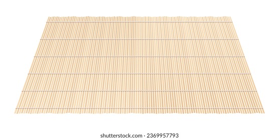 Makisu bamboo sushi mat, food preparation tool. Japanese, Chinese and Asian traditional cooking. Flexible roller, making maki. Pattern from wooden strips, natural material texture isometric vector