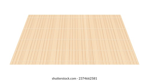 Makisu bamboo sushi mat, food preparation tool. Japanese, Chinese and Asian traditional cooking. Flexible roller, making maki. Pattern from wooden strips, natural material texture isometric vector