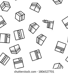 Makkah Islamic Religious Building Seamless Pattern Thin Line Illustration
