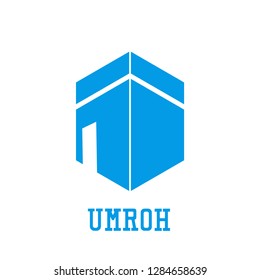 makkah kaaba hajj omra logo isolated on white background, vector illustration