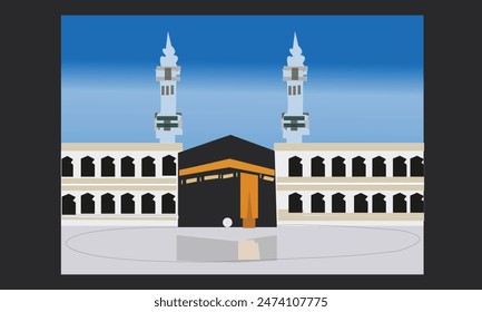 Makkah Kaaba Muazzama Ka'aba cube flat vector icon for apps and websites.Makkah Shorif vector. Allah's House. My favorite Place.