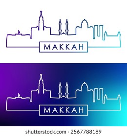 Makkah skyline. Colorful linear style. Single line. Editable vector file.