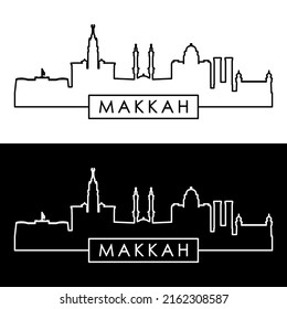 Makkah skyline. Linear style. Editable vector file.
