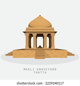 Makli Graveyard ancient tomb vector illustration