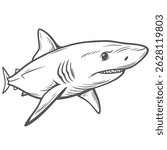 Mako Shark Outline Illustration - Isurus Oxyrinchus