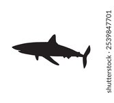 Mako shark silhouette. Mako shark icon sign vector illustration design. Mako shark symbol.