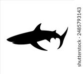 Mako shark silhouette on white background. Mako shark icon sign vector illustration design.