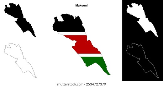Makueni county outline map set