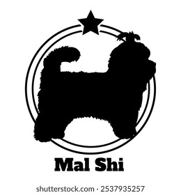 Mal Shi dog silhouette,  dog, dog breeds, logo, vector, silhouette, logo design, animal, illustration, icon, sign, design, black,  symbol, pet