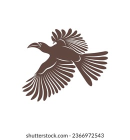 Diseño de ilustración vectorial Malabar Gray Hornbill. Malabar Gray Hornbill Silhouette. Plantilla de diseño de Bucerótido.