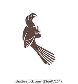 Diseño de ilustración vectorial Malabar Gray Hornbill. Malabar Gray Hornbill Silhouette. Plantilla de diseño de Bucerótido.