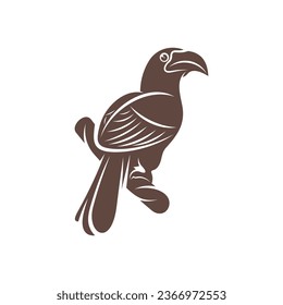 Diseño de ilustración vectorial Malabar Gray Hornbill. Malabar Gray Hornbill Silhouette. Plantilla de diseño de Bucerótido.