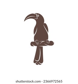 Diseño de ilustración vectorial Malabar Gray Hornbill. Malabar Gray Hornbill Silhouette. Plantilla de diseño de Bucerótido.