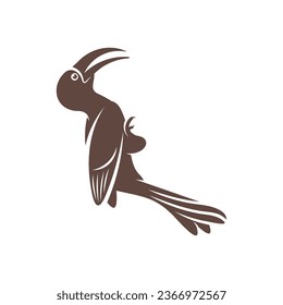 Diseño de ilustración vectorial Malabar Gray Hornbill. Malabar Gray Hornbill Silhouette. Plantilla de diseño de Bucerótido.