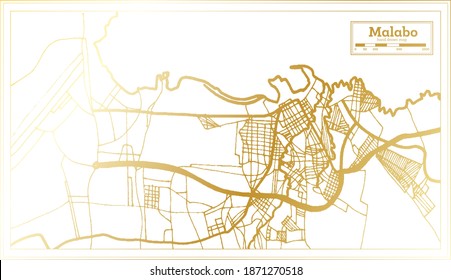 Malabo Equatorial Guinea City Map in Retro Style in Golden Color. Outline Map. Vector Illustration.
