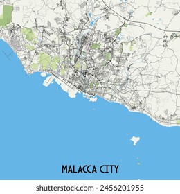 Malacca City, Malaysia map poster art