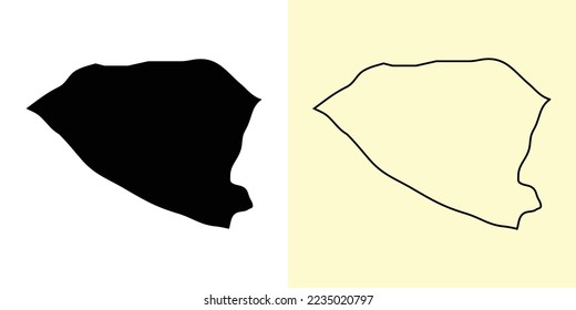 Malacca map, Malaysia, Asia. Filled and outline map designs. Vector illustration