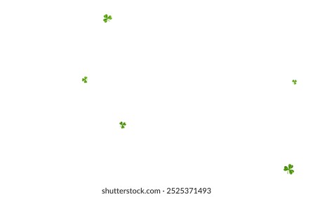 Malachite Clover Fly Vector White Background. Olive color Leaf Holiday Pattern. Saint Patrick Shamrock Illustration. Spring Foliage Minimal Design.