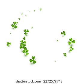 Malachite Clover Holiday Vector White Background. Spring Foliage Stream Design. Falling Leaf Wallpaper. Olive color Leaves Minimal Template.