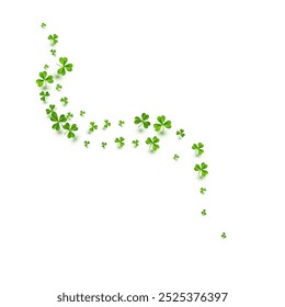 Malachitklee minimalen Vektor weißen Hintergrund. Grüne Foliage Lufttapete. Saint Patrick verlässt Design. Olivenfarbe Shamrock Fly Template.