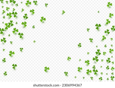 Malachite Clover Summer Vector Transparent Background. Olive color Leaves Isolated Design. Botanical Shamrock Backdrop. Spring Foliage Wind Template.