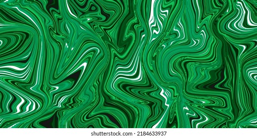 Malachite green seamless marble pattern with psychedelic swirls. Vector liquid acrylic texture. Flow art. Trippy 70s textile background. Tie dye simple artistic effect