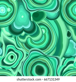 Malachite Seamless Pattern. Ornate Marble Texture. Vector Eps 8