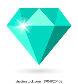 Malachite shiny gem stone vector icon isolated on white background