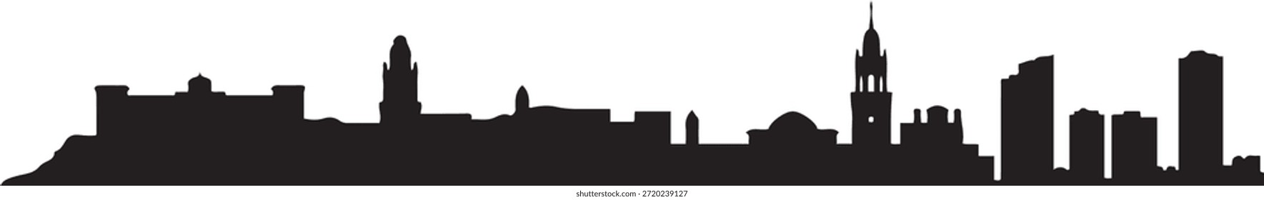 Malaga city Skyline. design Vector black silhouette

