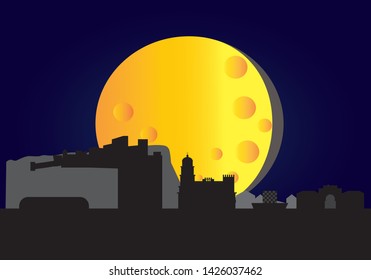 malaga city skyline in spain
