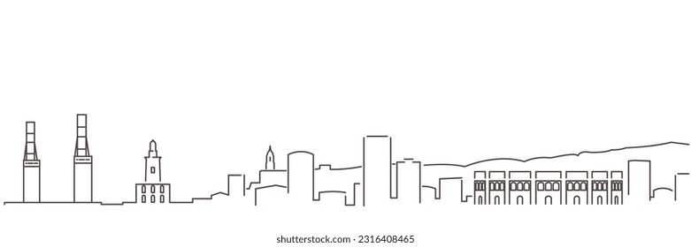 Malaga Dark Line Simple Minimalist Skyline With White Background