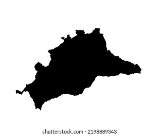 Malaga map vector silhouette illustration isolated on white background. High detailed illustration. Spain province, part of autonomous community Andalusia. Country in Europe, EU member.