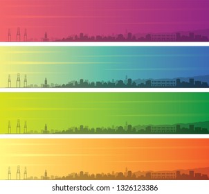 Malaga Multiple Color Gradient Skyline Banner