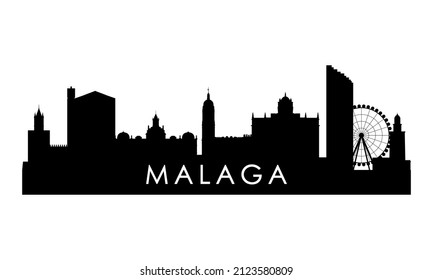 Malaga skyline silhouette. Black Malaga city design isolated on white background. 