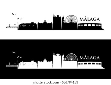 Malaga skyline - Spain - vector illustration