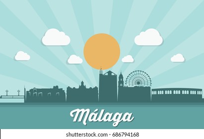 Malaga skyline - Spain - vector illustration