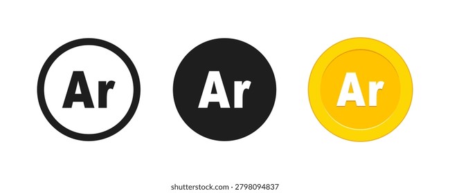 Malagasy Ariary Currency Symbol Vector Icon Set. Madagascar Money Coin Sign