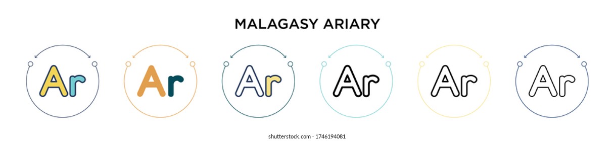 Malagasy ariary icon in filled, thin line, outline and stroke style. Vector illustration of two colored and black malagasy ariary vector icons designs can be used for mobile, ui, web
