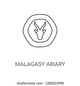 Malagasy Ariary linear icon. Malagasy Ariary concept stroke symbol design. Thin graphic elements vector illustration, outline pattern on a white background, eps 10.