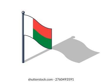 Malagasy flag isometric vector illustration with shadow Malagasy flag