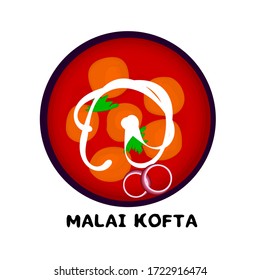 Malai kofta curry with Text indian traditional Food in Vector