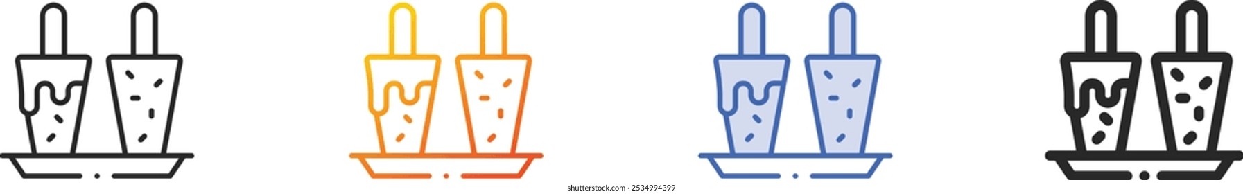 malai kulfi icon.Thin Linear, Gradient, Blue Stroke and bold Style Design Isolated On White Background