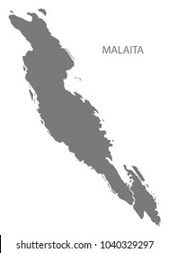 Malaita map of Solomon Islands grey illustration shape