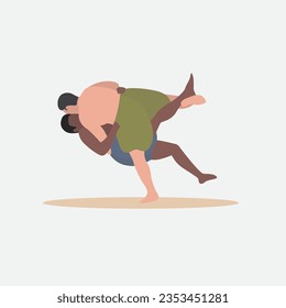 Malakhra Traditional Sindhi wrestling Pakistani Games Vector illustration