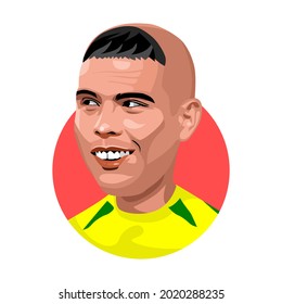 Malang, Indonesia - Agustus 4 2021; Ronaldo De Lima Is A Retired Professional Footballer From Brazil. Eps File. Editable