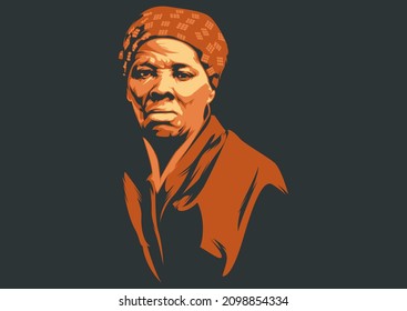 Malang, Indonesia - December 31, 2021: Harriet Tubman line art portrait vector illustration template. Historical people. Eps10. 