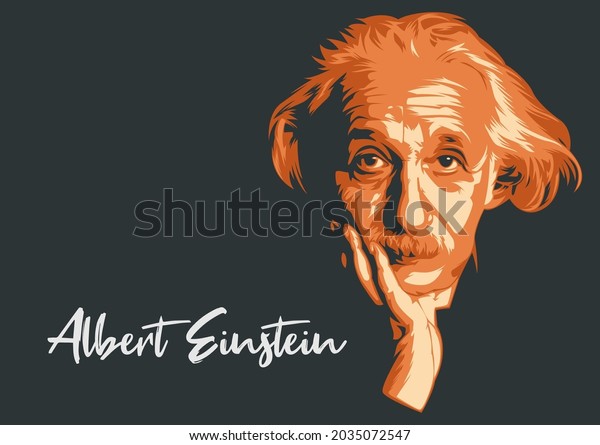 Malang, Indonesia: September 2nd, 2021:\
Albert Einstein line art portrait vector illustration template.\
Historical people for education. Eps10.\
Editorial