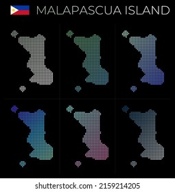 Malapascua Island dotted map set. Map of Malapascua in a dotted style with borders filled with beautiful smooth gradient circles. Appealing vector illustration.